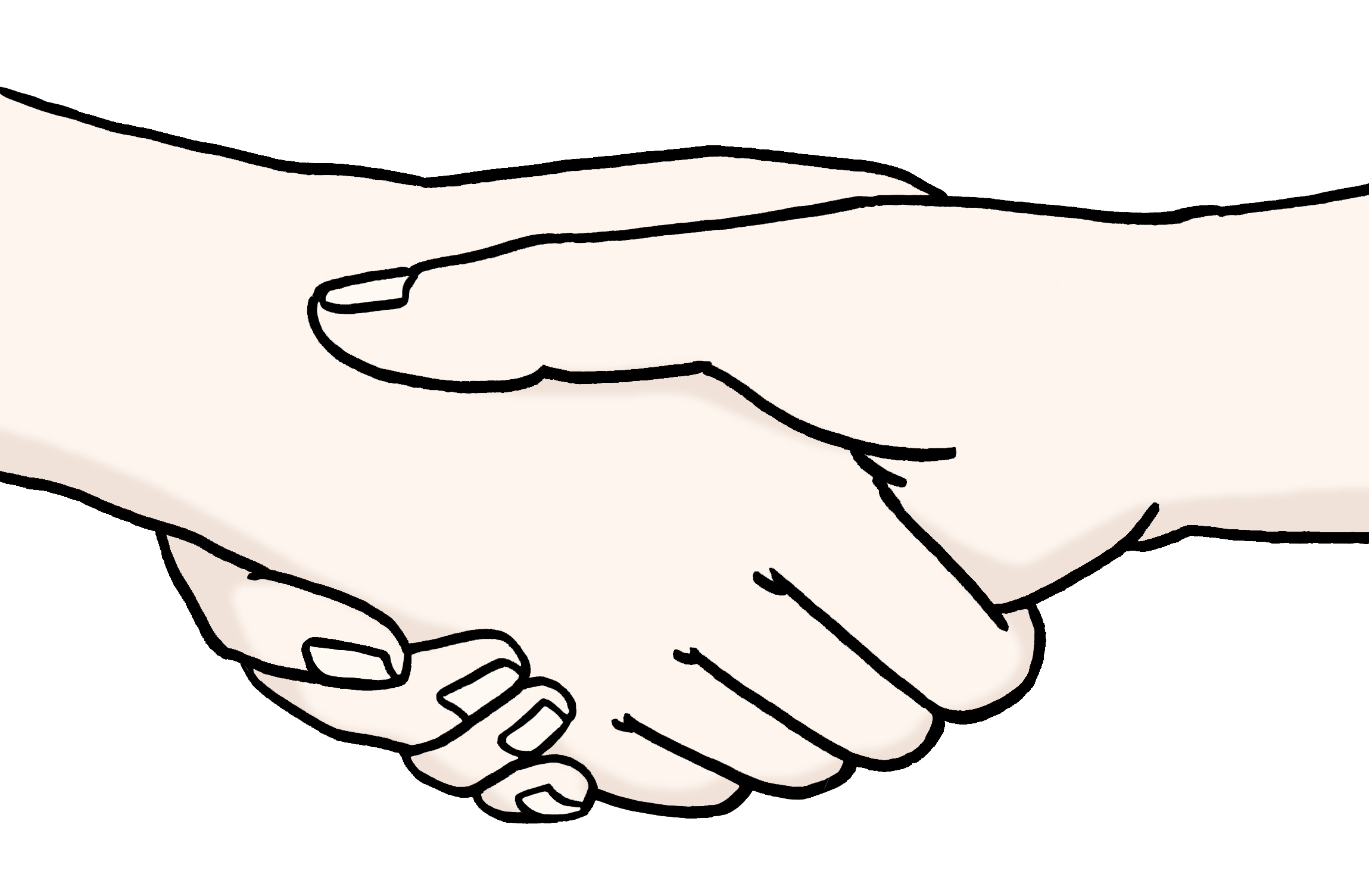 Zeichnung von zwei rechten Händen, die sich schütteln Zeichnung von zwei rechten Händen, die sich schütteln